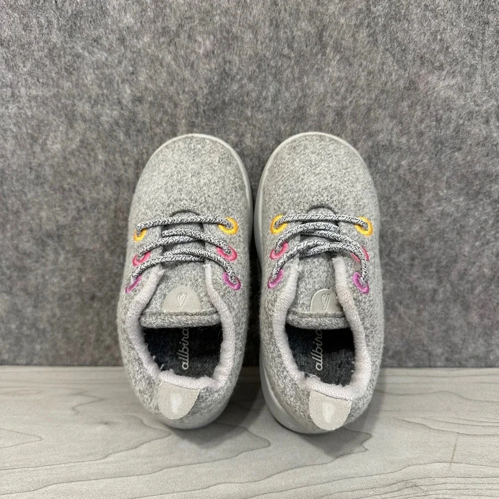 Allbirds Smallbirds Wool Runner Kids Size T7 Grey Pink Yellow Sneakers Shoes